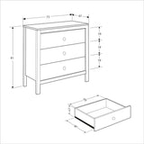 Comoda Adore Rustic, 3 sertare, Alb, 73 x 81 x 47 cm
