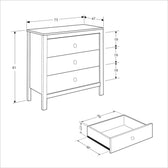 Comoda Adore Rustic, 3 sertare, Alb, 73x81x47 cm, foto produs 8
