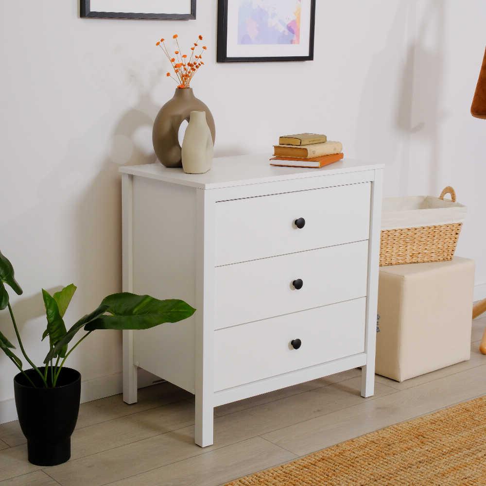 Comoda Adore Rustic, 3 sertare, Alb, 73 x 81 x 47 cm