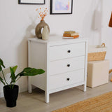 Comoda Adore Rustic, 3 sertare, Alb, 73 x 81 x 47 cm