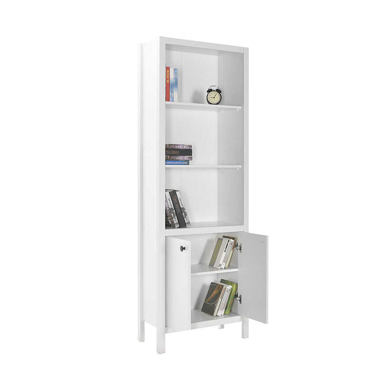 Biblioteca Adore Rustic cu 5 rafturi si usi, Alb, 66x196x32 cm, foto produs 8