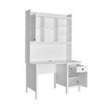 Birou Adore Rustic cu biblioteca, Alb, 120 x 193 x 60 cm
