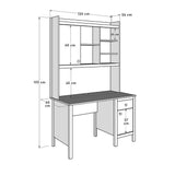 Birou Adore Rustic cu biblioteca, Alb, 120 x 193 x 60 cm