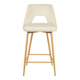 Scaun de bar Murde, catifea si metal, 47x52x96 cm - Bej