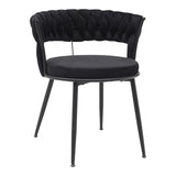 Scaun Alkia din catifea, neagra, 60x57x68 cm