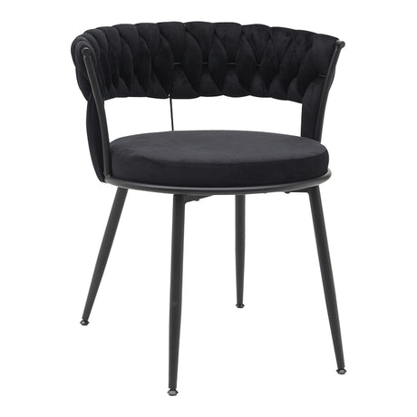 Scaun Alkia din catifea, neagra, 60x57x68 cm