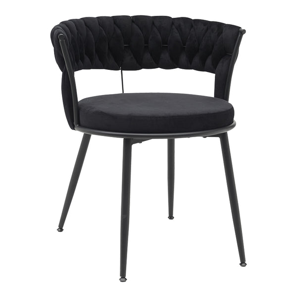 Scaun Alkia din catifea, neagra, 60x57x68 cm