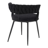 Scaun Alkia din catifea, neagra, 60x57x68 cm