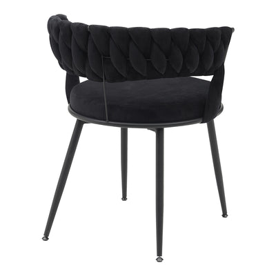 Scaun Alkia din catifea, neagra, 60x57x68 cm, imagine suplimentara