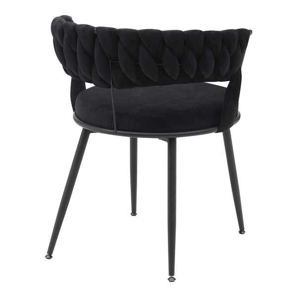 Scaun Alkia din catifea, neagra, 60x57x68 cm