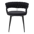 Scaun Alkia din catifea, neagra, 60x57x68 cm, perspectiva suplimentara