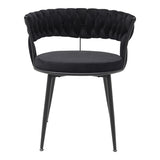 Scaun Alkia din catifea, neagra, 60x57x68 cm