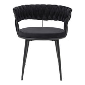 Scaun Alkia din catifea, neagra, 60x57x68 cm, perspectiva suplimentara