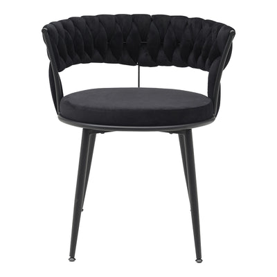 Scaun Alkia din catifea, neagra, 60x57x68 cm, perspectiva suplimentara
