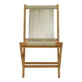 Scaun Banou pliabil lemn de tec si frânghie, neagra, 52x58x88 cm, perspectiva suplimentara