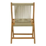 Scaun Banou pliabil lemn de tec si frânghie, neagra, 52x58x88 cm