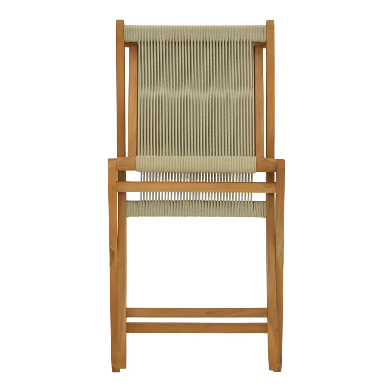 Scaun Banou pliabil lemn de tec si frânghie, neagra, 52x58x88 cm