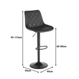 Scaun bar ajustabil Libra, Metal, Negru, 49x55x115 cm