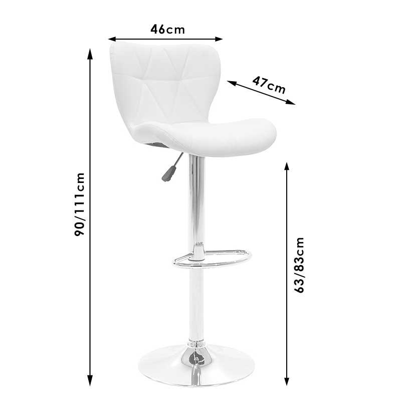 Scaun bar Coozy metal, reglabil pe inaltime, 47x45x90 cm - Negru