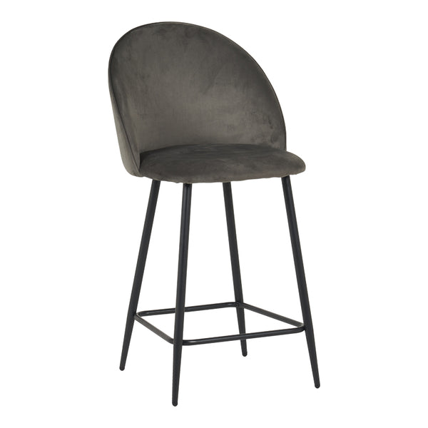Scaun bar cu funcție ajustabilă Perch, Metal & Catifea, Negru - Antracit, 50x43x99 cm