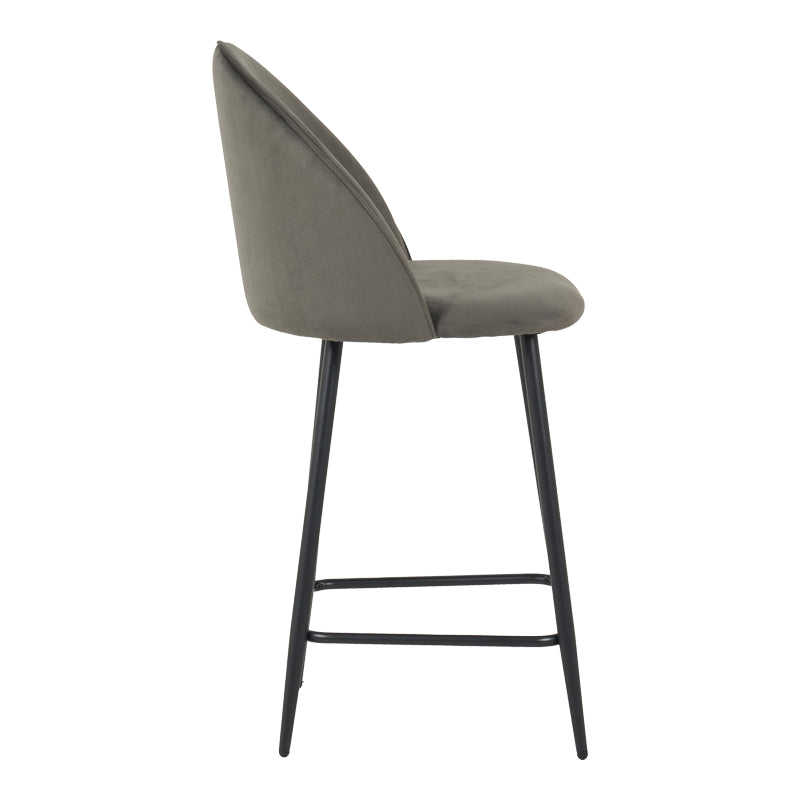 Scaun bar cu funcție ajustabilă Perch, Metal & Catifea, Negru - Antracit, 50x43x99 cm