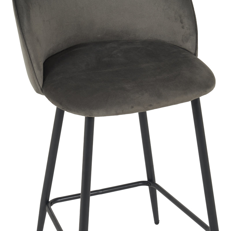 Scaun bar cu funcție ajustabilă Perch, Metal & Catifea, Negru - Antracit, 50x43x99 cm