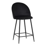 Scaun bar cu funcție reglabilă Perch, Catifea, Metal, Negru, 50x43x99 cm - Negru