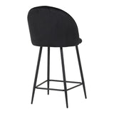 Scaun bar cu funcție reglabilă Perch, Catifea, Metal, Negru, 50x43x99 cm - Negru