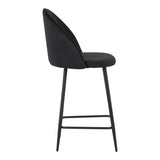 Scaun bar cu funcție reglabilă Perch, Catifea, Metal, Negru, 50x43x99 cm - Negru