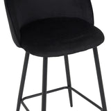 Scaun bar cu funcție reglabilă Perch, Catifea, Metal, Negru, 50x43x99 cm - Negru