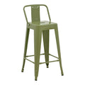 Scaun bar cu spătar Utopia, metal, 42x42x86 cm, olive