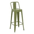 Scaun bar cu spătar Utopia, metalic, verde măslinie, 42x42x97 cm