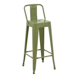 Scaun bar cu spătar Utopia, verde măslinie, metalic, 42x42x97 cm