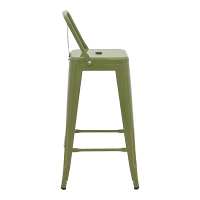 Scaun bar cu spătar Utopia, metalic, verde măslinie, 42x42x97 cm, perspectiva suplimentara