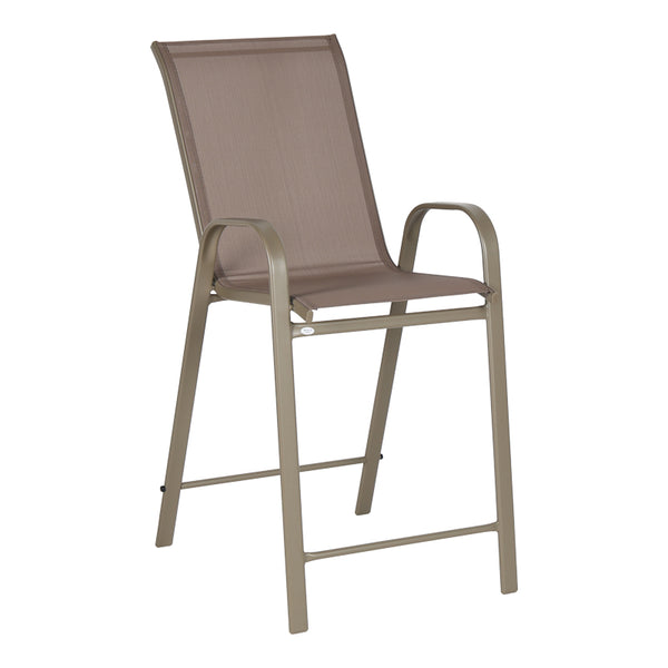 Scaun de bar mediu Calan, metal si textilena, Gri inchis - Maro inchis - Maro deschis, 55x70x114 cm