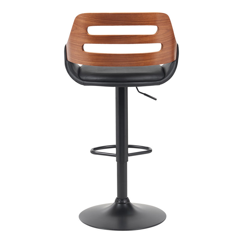 Scaun de bar Fern, PU, lemn si metal, 50x49x89-110 cm - Negru