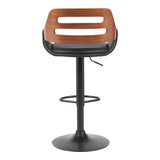 Scaun de bar Fern, PU, lemn si metal, 50x49x89-110 cm - Negru