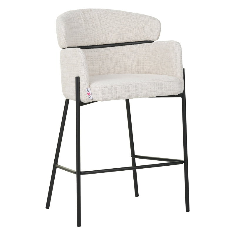 Scaun de bar Tolerse, stofa si metal, 55x60x97 cm - Bej