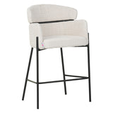 Scaun de bar Tolerse, stofa si metal, 55x60x97 cm - Bej