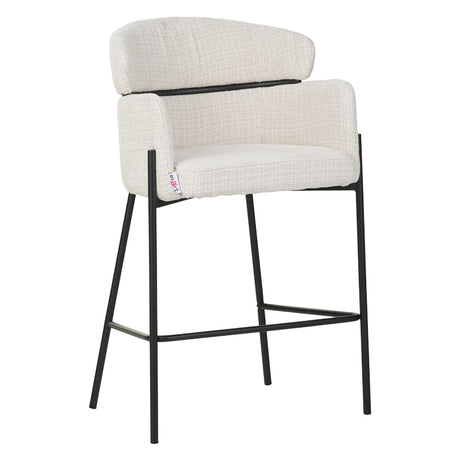 Scaun bar Tolerse tesatura bej picioare metal, negru, 55x60x97 cm