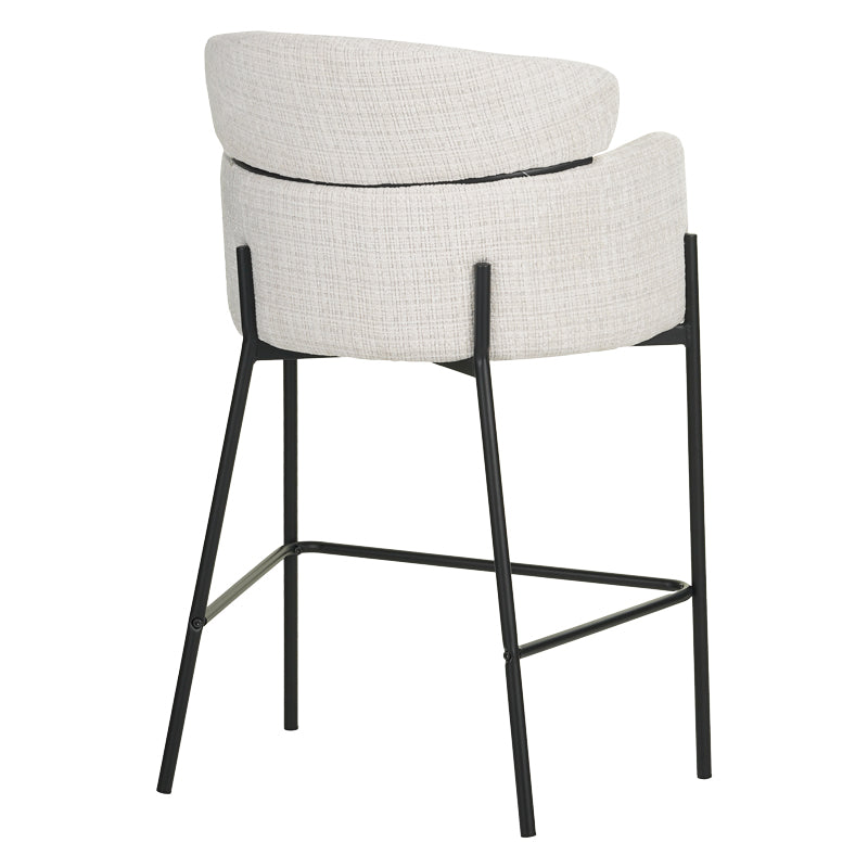 Scaun de bar Tolerse, stofa si metal, 55x60x97 cm - Bej