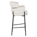Scaun de bar Tolerse, stofa si metal, 55x60x97 cm - Bej