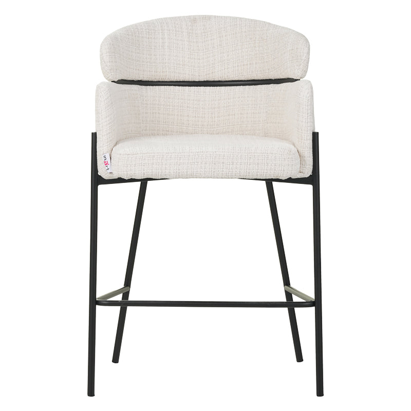 Scaun de bar Tolerse, stofa si metal, 55x60x97 cm - Bej