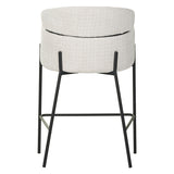 Scaun de bar Tolerse, stofa si metal, 55x60x97 cm - Bej