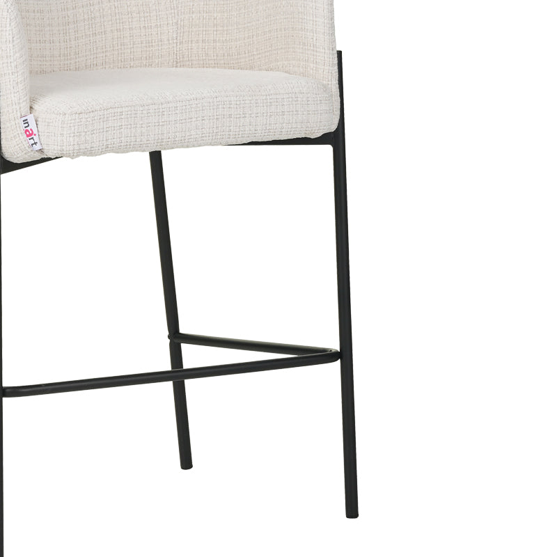 Scaun de bar Tolerse, stofa si metal, 55x60x97 cm - Bej