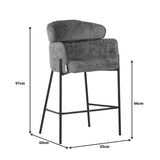 Scaun de bar Tolerse, stofa si metal, 55x60x97 cm - Bej