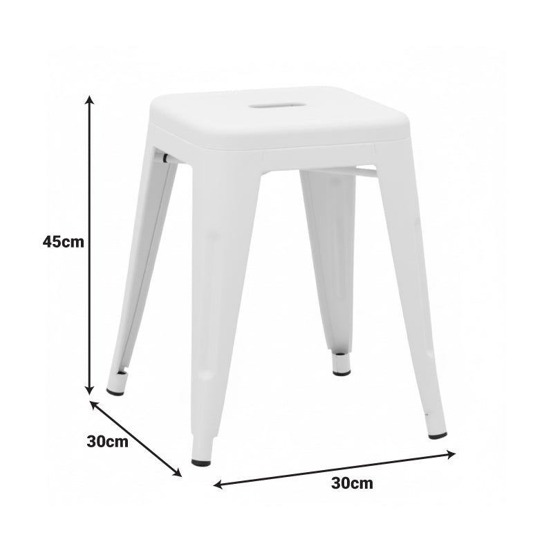 Scaun bar Utopia cu design simplu, Metal, Alb mat, 30x30x45 cm