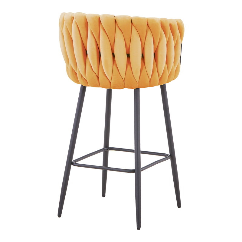 Scaun bar Vivian cu funcție de ședere, Catifea, galbenă negru, 57x50x100 cm