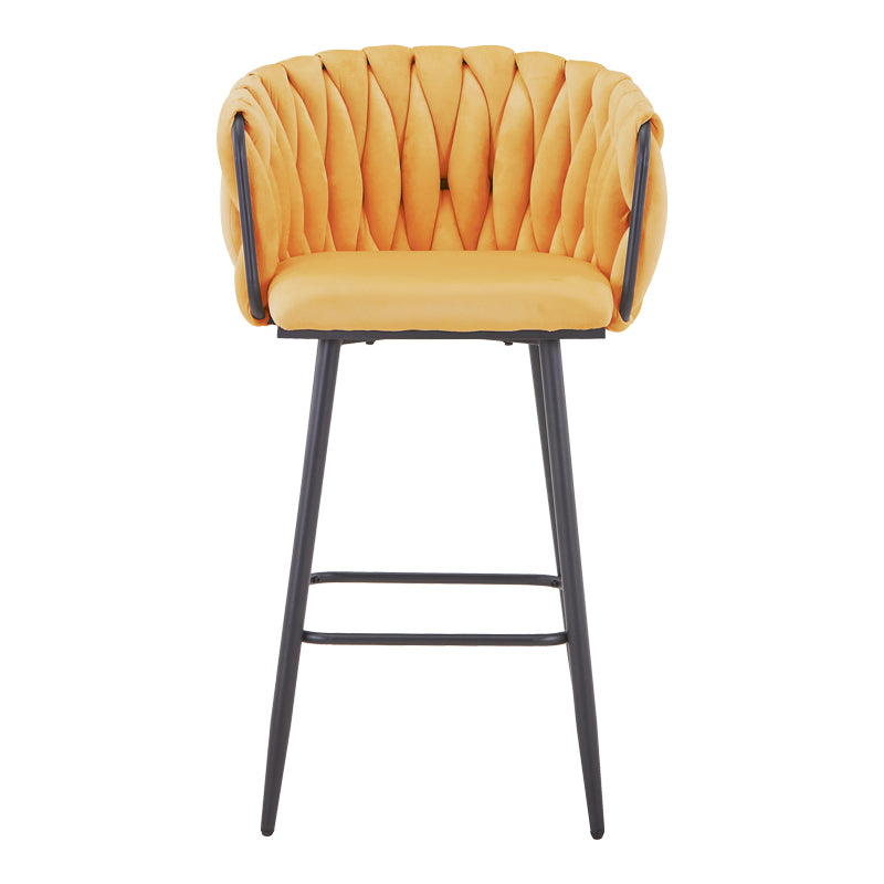 Scaun bar Vivian cu funcție de ședere, Catifea, galbenă negru, 57x50x100 cm