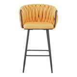 Scaun bar Vivian cu funcție de ședere, Catifea, galbenă negru, 57x50x100 cm